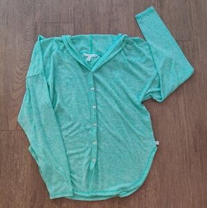 Victoria's Secret Mint Green Hooded Button Down Top